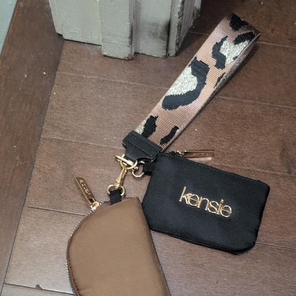 Kensie Black and Brown Pouch Set with Gold Accents - Picture 2 of 4